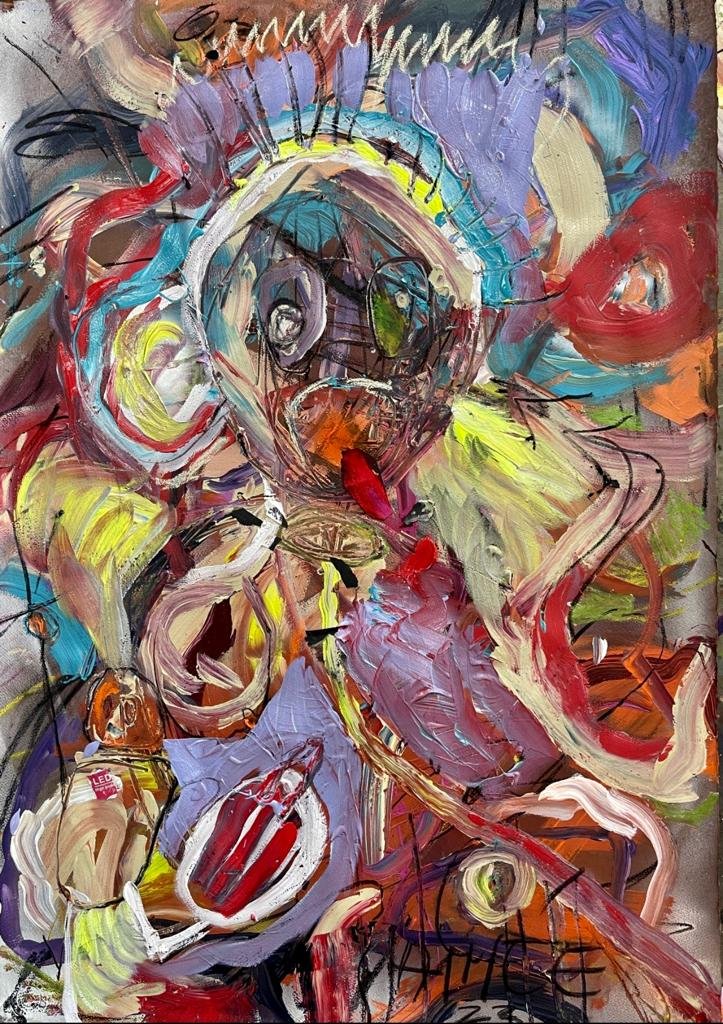Loco. 2023. Técnica mixta sobre papel. 110x77 cm