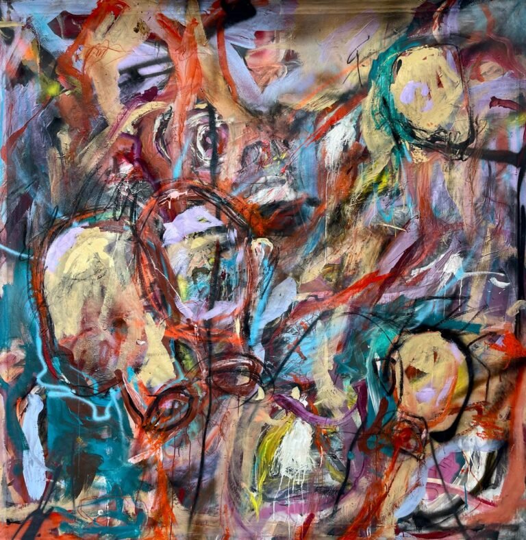 Tres cabezas. 2026. Técnica mixta. 200x200 cm